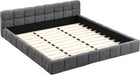 King Size Elegant Chenille Upholstered Platform Bed with Thick Headboard and Footboard, Block Style Upholstery Grounded Bed Frame, Gray