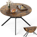 Folding Dining Table for 4, 47" round Kitchen Table for Small Space | Drop Leaf Kitchen Table W/Sturdy Metal Frame, Space-Saving Expandable Dinner Table for Dinette, Living Room, Apartment, Brown