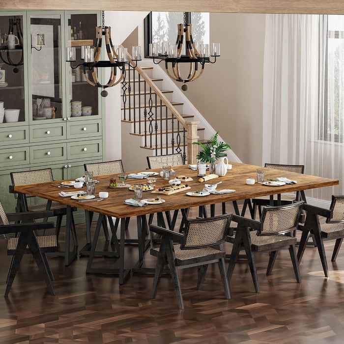 Square Kitchen Dining Table for 2, Small Ktichen Table with Metal Base, 31.5" Modern Dinner Table for Dining Room Apartment Restaurant, Rust Brown