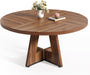round Dining Table for 4-6 People, 47 Inches Dining Room Table with Wooden Pedestal Base, Brown Dinner Tables, Circle Kitchen Tables for Dining Room, Kitchen, Living Room(Table Only)