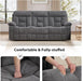 Reclining Sofa for Living Room, Extra Wide Modern Overstuffed 3 Seat Recliner Manual Sofa with Hidden Armrest Cup Holders, Soft Breathable Fabric and Padded Seat, Light Grey