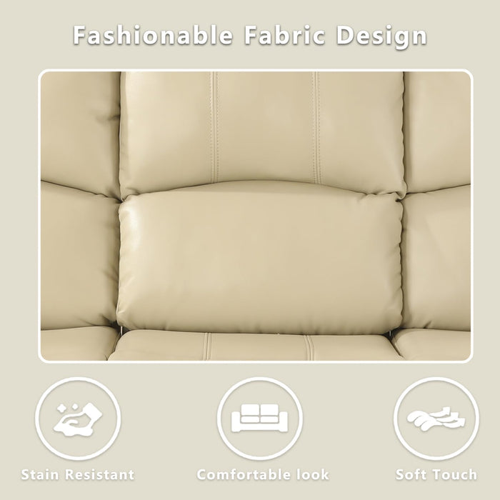 Leather Recliner Sofa Set，Leather Reclining Sofa Set for Living Room Furniture Sets，Beige Recliner Couch Set for Living Room/Office/Theater Seating(Sofa Set 3 Pieces)
