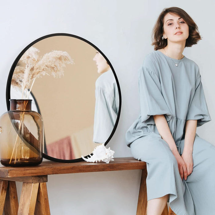 Twenty Inch Elegant Matte Black Architectural Mirror