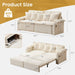 King Size Beige UltraLuxurious Sleeper Sofa USBPortsPro