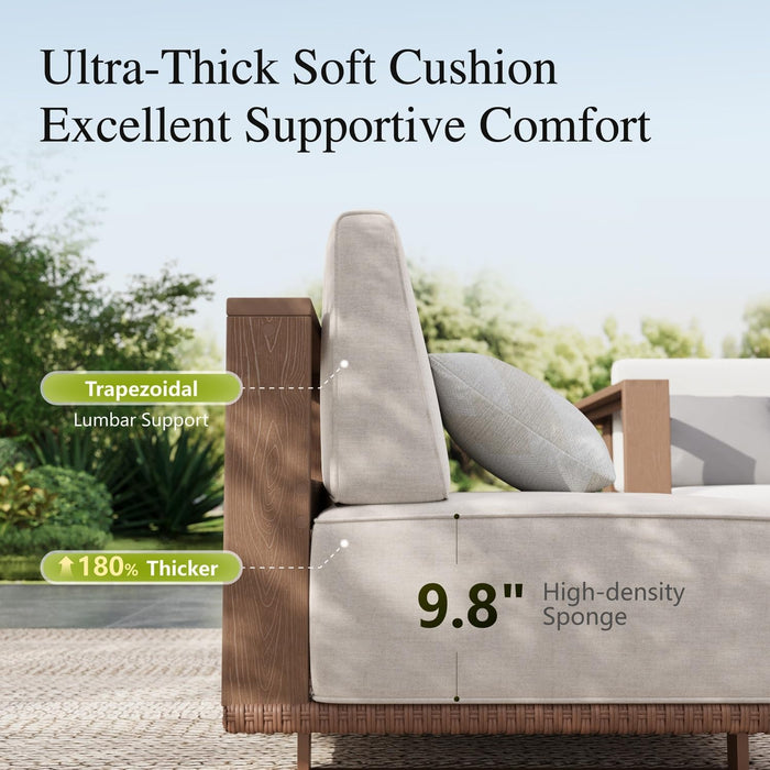 HDPE Patio Furniture Set, 6 Pieces L Shaped Sectional