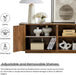 64" Sideboard Buffet Cabinet with Storage, Wooden Fluted Storage Cabinet Sideboard Credenza with Adjustable Shelves Pressed Spring for Kitchen Living Room (Walnut)