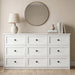 59" Wide White 9 Drawer Dresser for Bedroom with Black Metal Handle