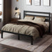 Full Size Metal Bed Frame with Headboard, Metal Slats, Black