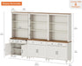 5 Tier Bookshelf 72" Tall Bookcase with Barn Doors, Large Farmhouse Display Book Shelf with 3 Drawers and Storage Cabinet, 3-In-1 Library Wood Bookshelves for Living Room or Kitchen, White