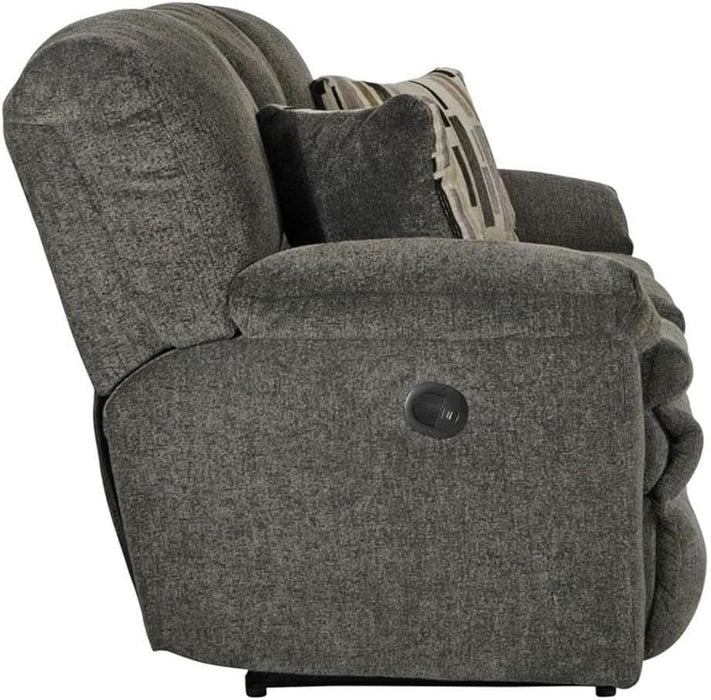 Maxim Power Reclining Sofa in Soft Charcoal Gray Polyester Fabric