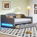 Twin XL Size Modern Upholstered Platform Bed with 2 Drawers, Linen Sofa Daybed with Wood Slat Support, Storage Bed Frame, Space Saving/Gray