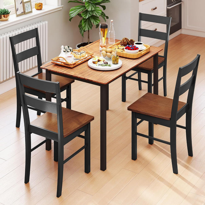 Dining Chairs, Set of 2 Farmhouse Kitchen & Dining Room Chairs with Open Back, Rubber Wood Seating for Living Room and Dining Room, Black