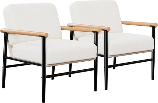 Mid Century Teddy Upholstered Accent Armchair Metal