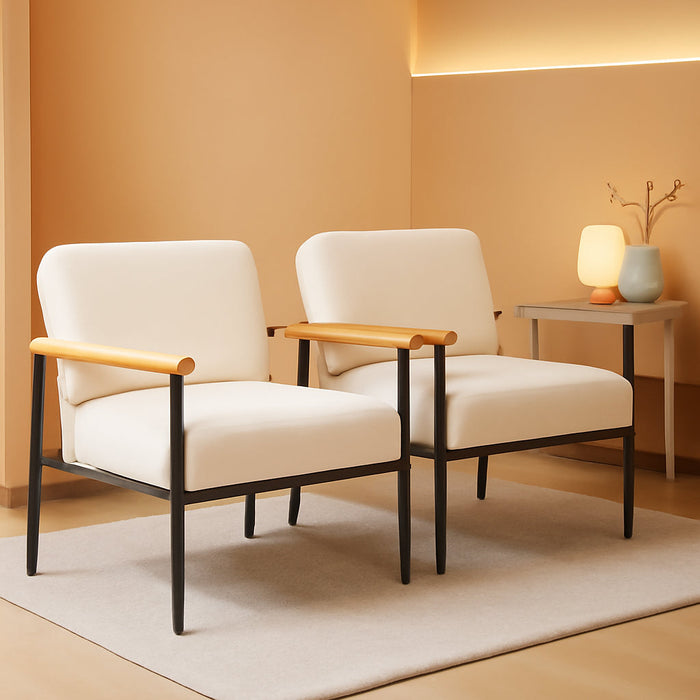 Mid Century Teddy Upholstered Accent Armchair Metal