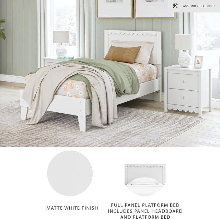 Signature Design by Ashley Hallityn Casual Twin Panel Platform Bed, Foundation or Box Spring Not Needed, White