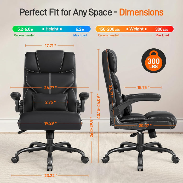Office Chair, Executive Mid-Back Computer Desk Chair with Flip-Up Armrests