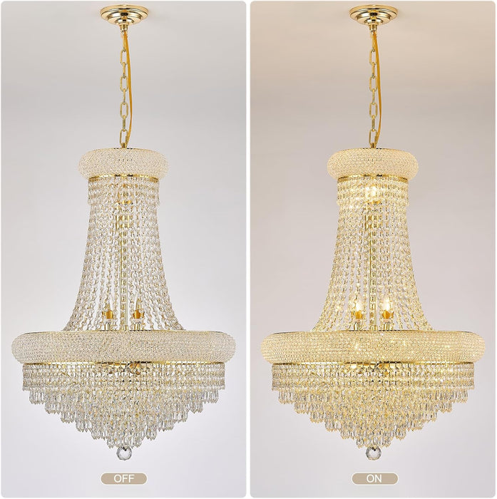 Empire Crystal Chandelier 24Inch Gold Finish Dining