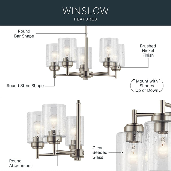 Winslow 19.75 Inch Brushed Nickel Chandelier Lighting