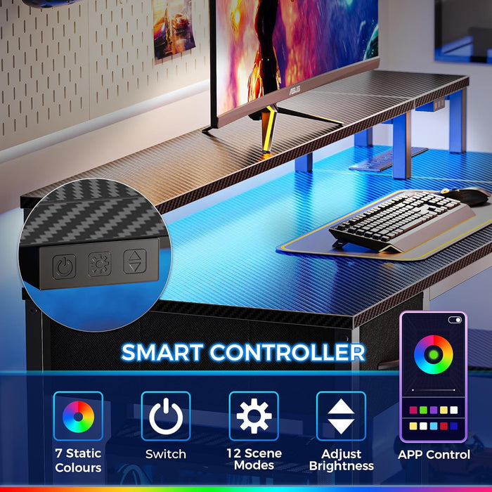 47Inch L Shaped Gaming Computer Desk PowerOutletsPlus