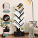 8 Tier Tree Bookshelf with Drawer, Free Standing Wood Bookcase for Living Room, Bedroom, Home Office, Space Saving Storage Organizer Bookshelves for Books, Cds, Vinyl Records- Black