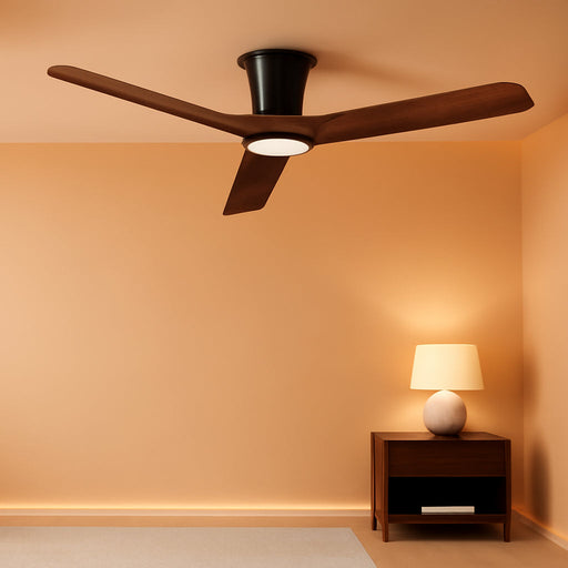 52 Inch Solid Walnut Wooden Ceiling Fan With Remote