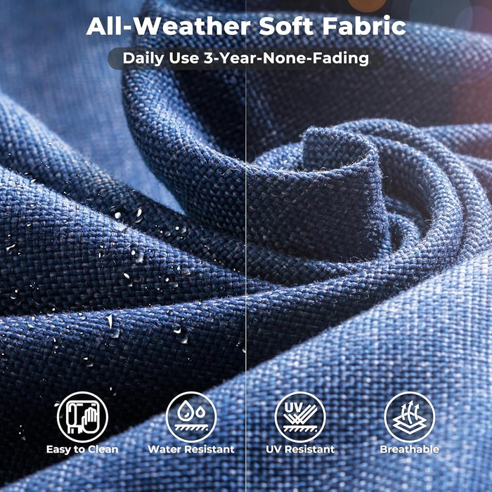 9 Pieces Patio Furniture Set, Outdoor Wicker Sectional Sofa with 2 Swivel Chairs Coffee Table, Modern Modular Deep Seat Rattan Couch Conversation Sets, Denim Blue