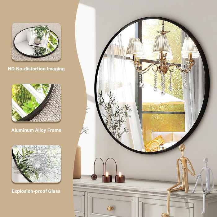 round Mirror 30 Black Wall Mounted Circle Mirrors