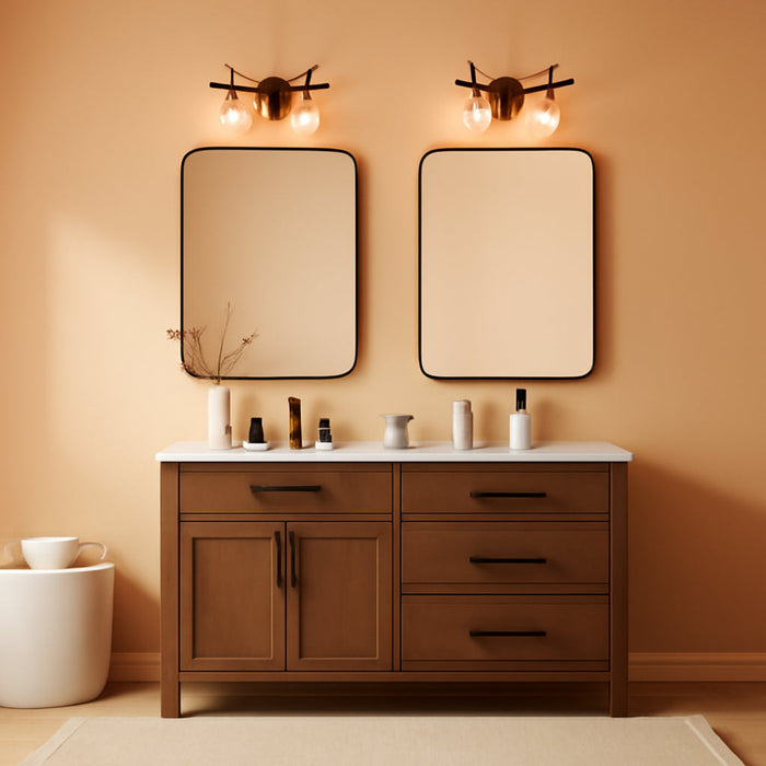 Set of Two Black Bathroom Mirrors - 24 X 36 Inch, Metal Frame Rectangle Mirror, Contemporary Farmhouse Vanity Mirror, Wall Mounted