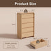 5-Drawer Dresser for Bedroom, 50.5" Tall Chest of Drawers, Natural