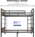Metal Bunk Bed Twin over Twin, Industrial Bunkbeds Heavy Duty Bed with Safety Guard Rails and Space-Saving Design, Steel Bed for School, Bedroom (Vintage Brown)