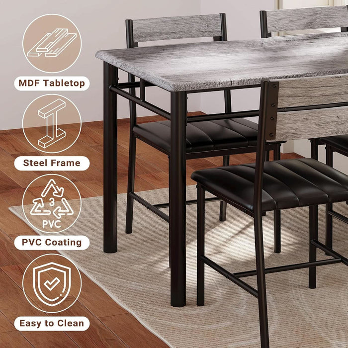 Dining Table Set for 4, Grey