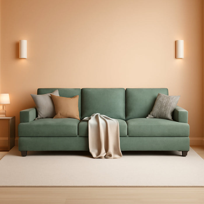89 Inches Oversize ThreeSeater Sofa Green Upholstery