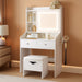 Vanity, Small Vanity Desk with Sliding Mirror, Dimmable LED Lights, 2 Drawers,Vanity Table Ideal for Bedroom (White)
