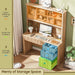 Halitaa Fluted Executive Desk with Drawers, Wood Computer Desk with Ample File Drawer, Home Office Desk with Hutch for Study, Bedroom, Living Room, Oak