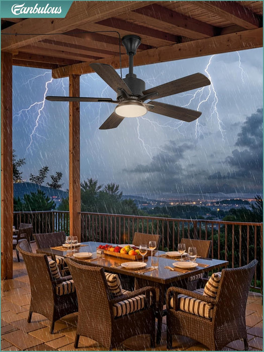 42" Outdoor Ceiling Fan with Light for Patios, IP65 Waterproof Gazebo Fan, Plug in Ceiling Fan with Remote, 3CCT 6-Speed Black Ceiling Fan with Hanging Hook for Porch, Pergola,Canopy
