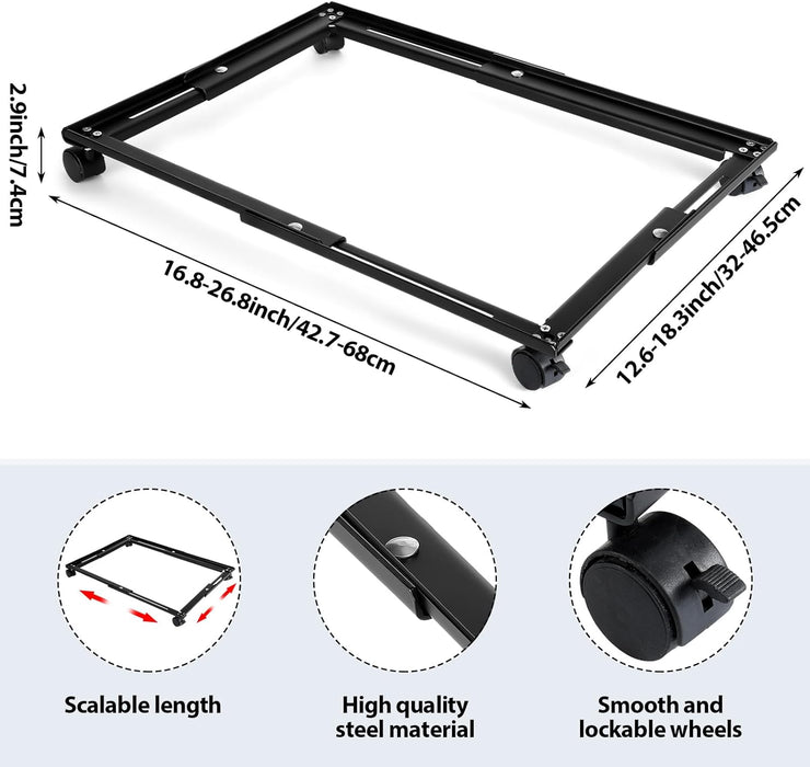 Black Rolling File Caddy, Adjustable