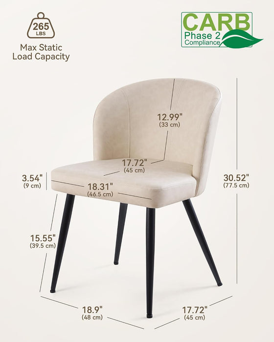 Upholstered Faux Leather Dining Chairs Set of 4, Cream White