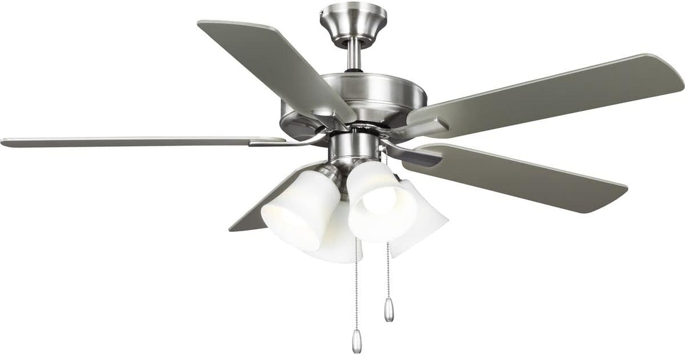 Airpro 52 In. Brushed Nickel 5-Blade AC Motor Transitional Ceiling Fan with Light