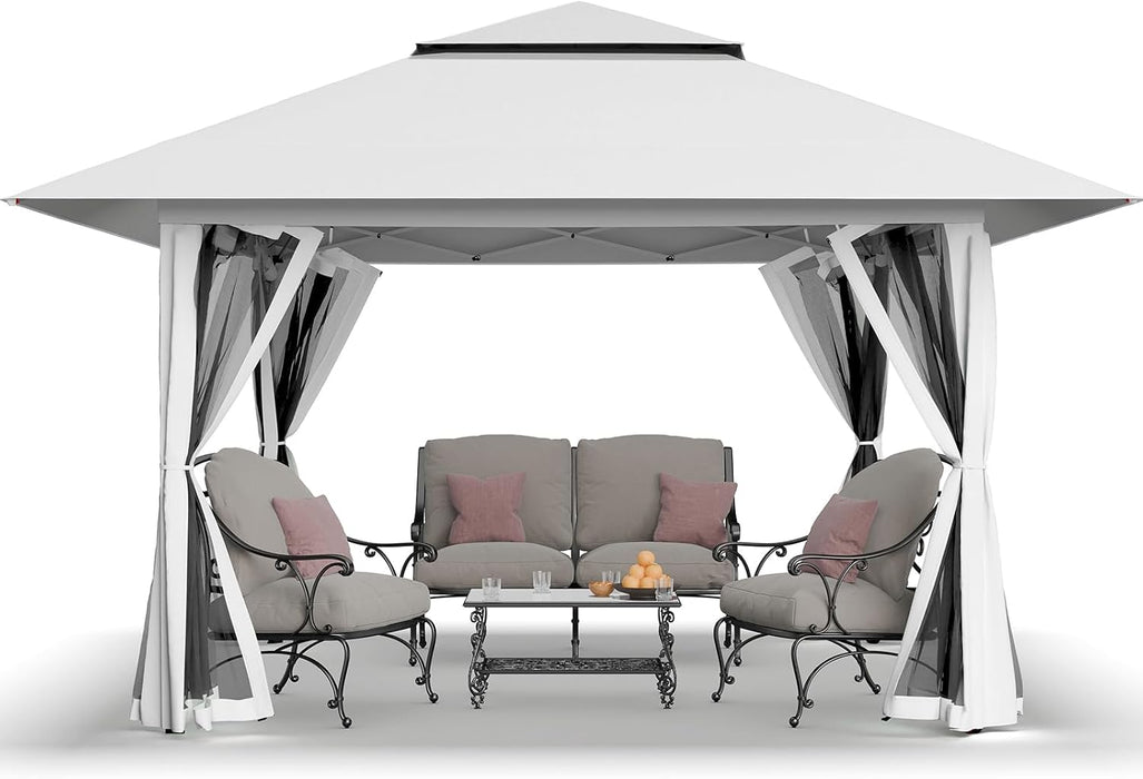 13x13 Pop Up Gazebo White Weatherproofing Durability