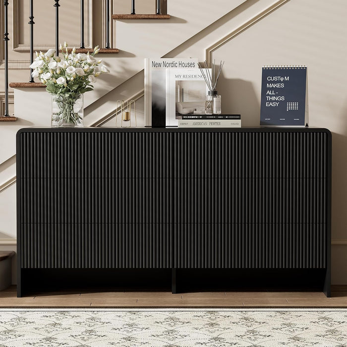 Black 6 Drawer Dresser for Bedroom, 55.1" Wide Chest of Drawers