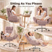 Criss Cross Office Chair with Footrest, Flip Armrests and Adjustable Lumbar Support, Ergonomic Reclining Desk Chair for Pets, Wide Seat Cross-Legged Computer Chair for Home Office, Chenille