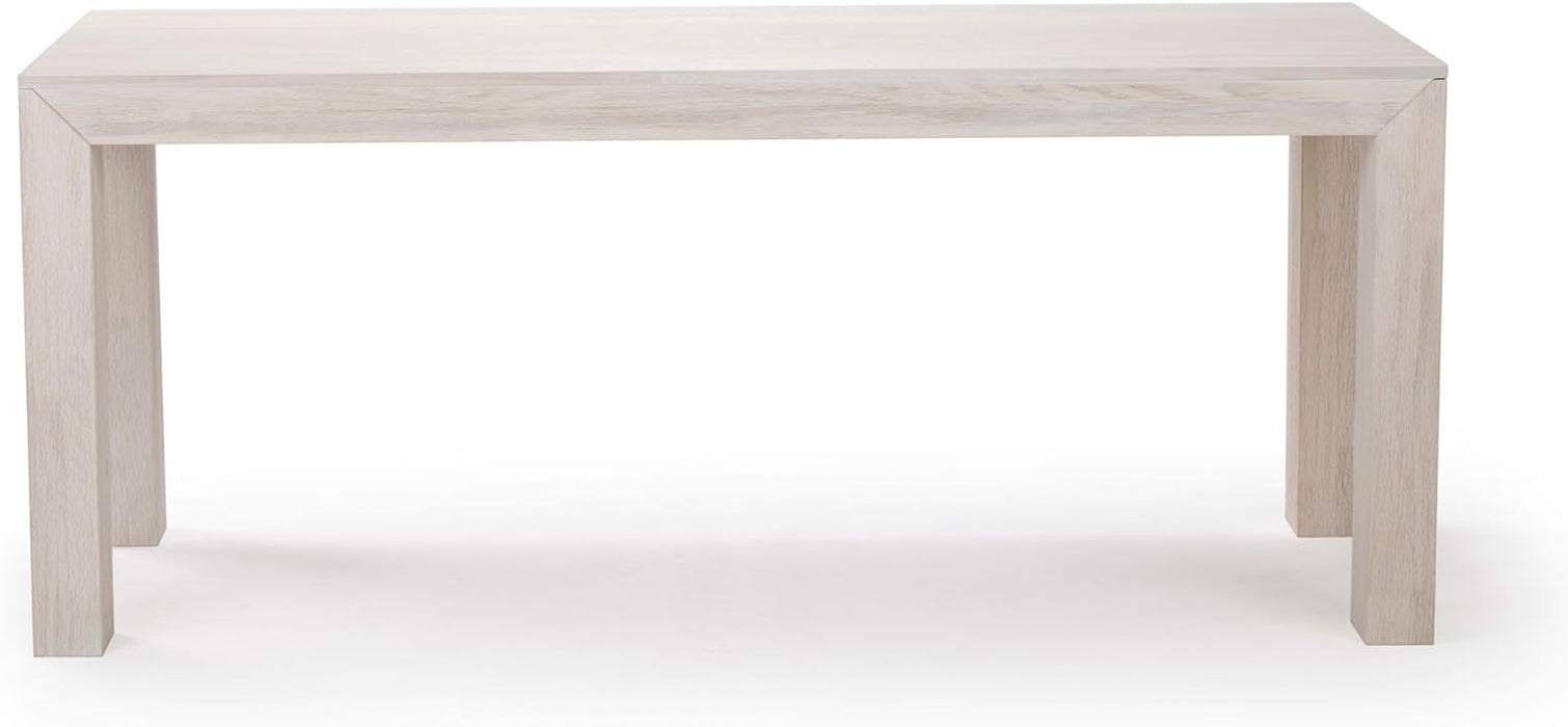 72 Inch Modern Wood Dining Table, Solid Wood Rectangular Dining Table for Kitchen/Dining Room, White Sand Wirebrush