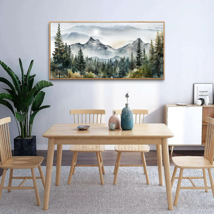 Wood Framed Wall Art for Living Room Large Wall Decor for Office Bedroom Pictures Abstract Mountain Forest Landscapes Ink Canvas Prints Painting Artwork Modern Stretched and Framed Poster