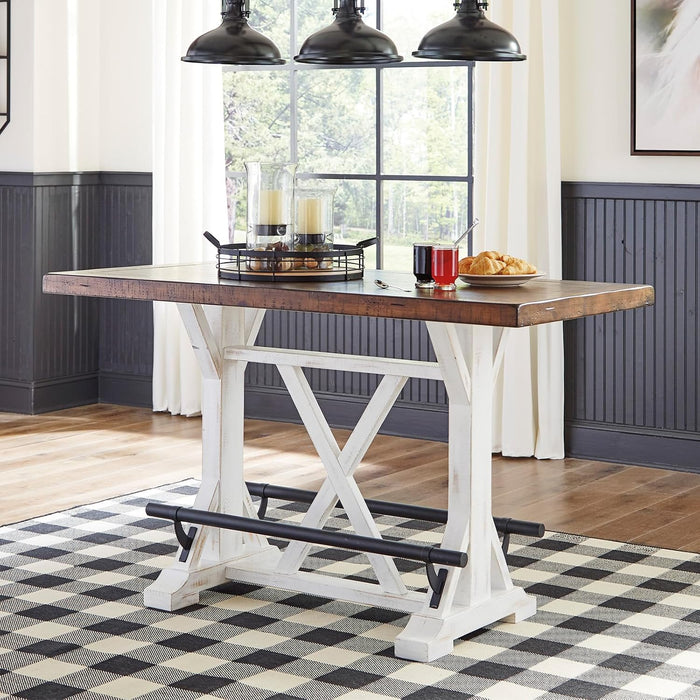 Signature Design by Ashley Farmhouse Counter Height Dining Table, White
