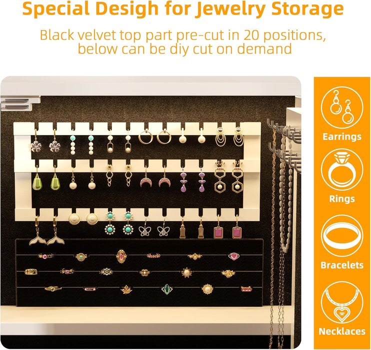 White Makeup Vanity Desk with LED Mirror and RGB Lights and Power Outlet, Morden Glass Top Vanity Table with Drawer & Storage Cabinet & Adjustable Shelves, Large Dressing Table for Bedroom