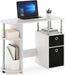 Jaya Simplistic Computer Study Desk, White Oak/Chrome/Black