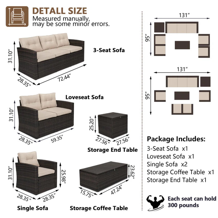 Barrada Rattan 7 - Person Seating Group with Cushions