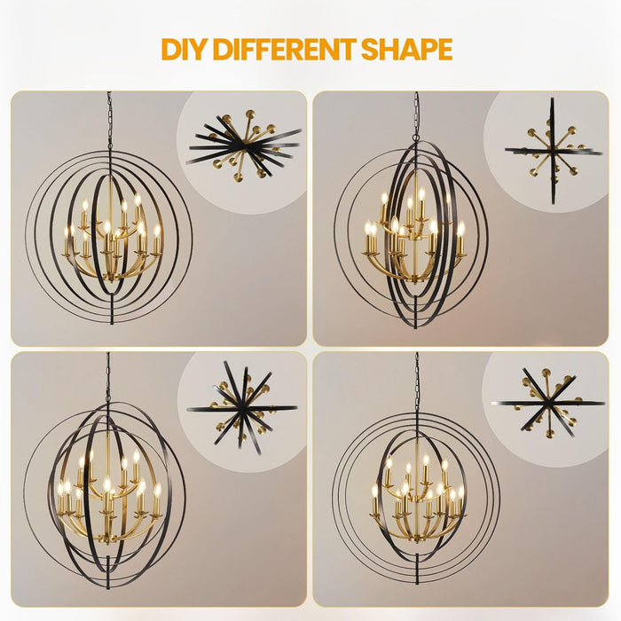 Black And Gold Chandelier Farmhouse Pendant Lighting