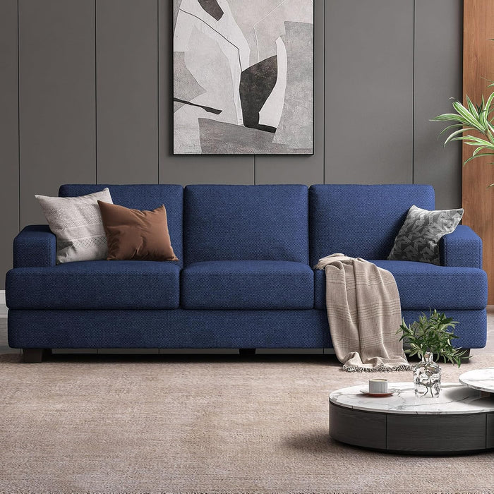 89 Inch 3-Seater Modern Navy Blue Sofa with Deep Seats