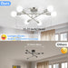 Modern Sputnik Chandelier, 6-Light Ceiling Light Fixture, Bedroom Light Fixture, Sputnik Lights Fixture for Living Room, Dining Room, Kitchen, Office, Foyer, Hallway (Brushed Nickel) - E26 Base